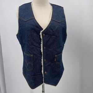 VTG 70s Levis Orange Tab  men’s sherpa Lined vest Made In USA Trucker Medium